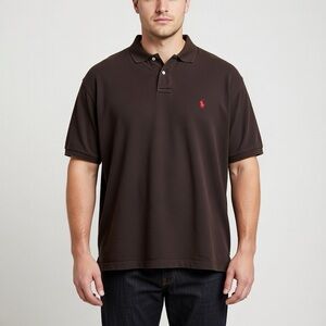 Ralph Lauren Men's Size XL Brown W Red Pony Soft Cotton Shirt Black Label Polo